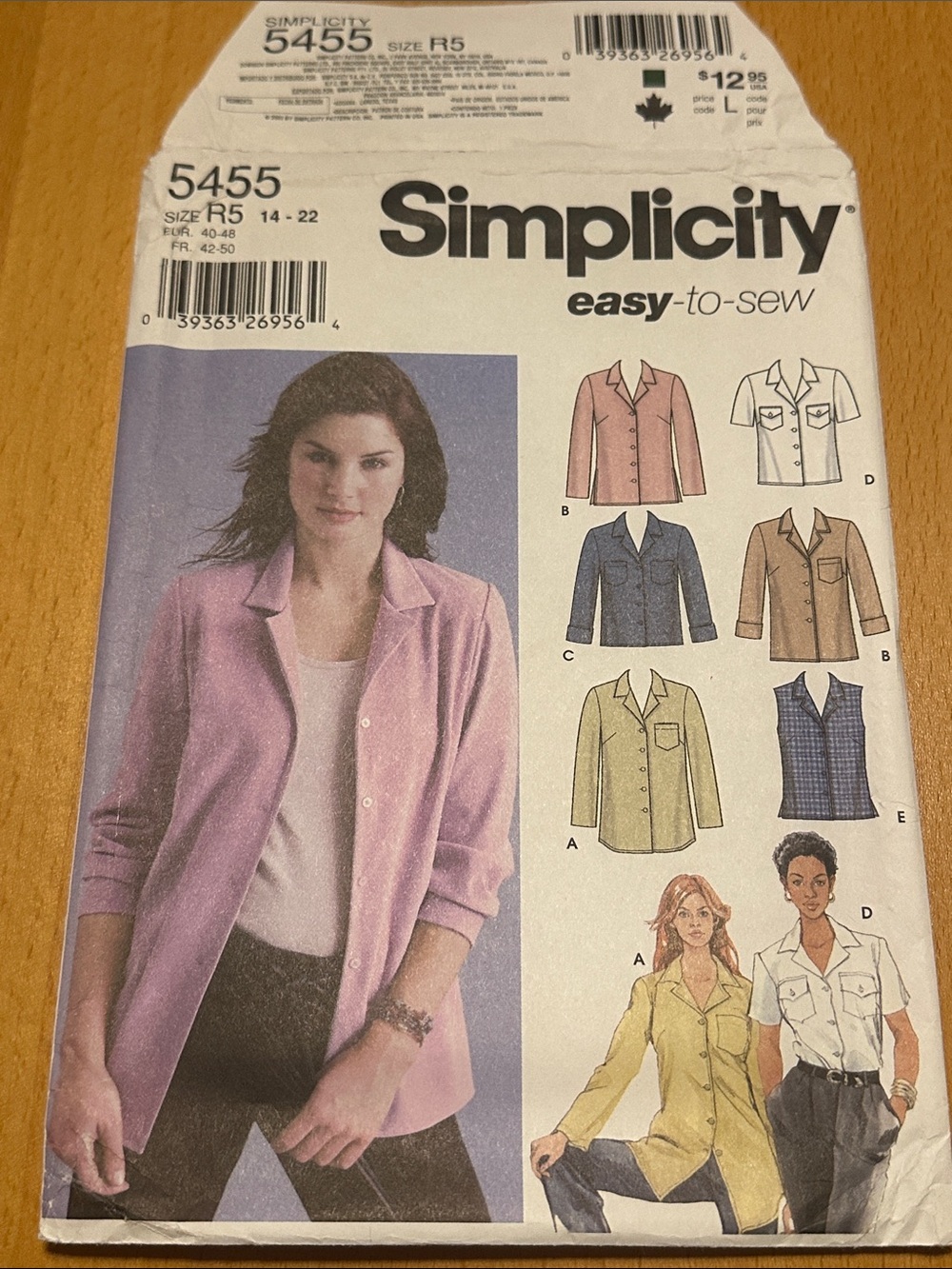 New uncut sewing pattern Simplicity 5455 women’s shirts